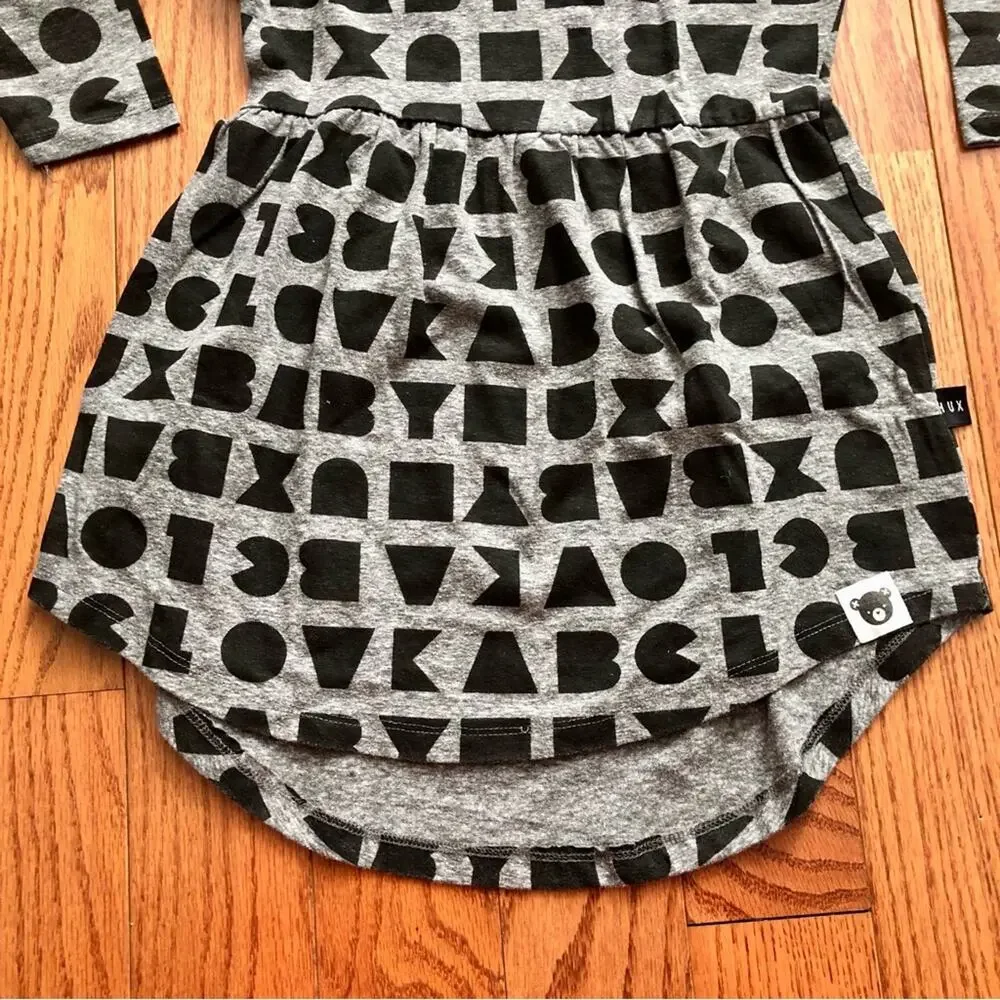 Huxbaby Mini-malist Gray Black Logo Spell-Out Knit Dress Girl’s Size 6